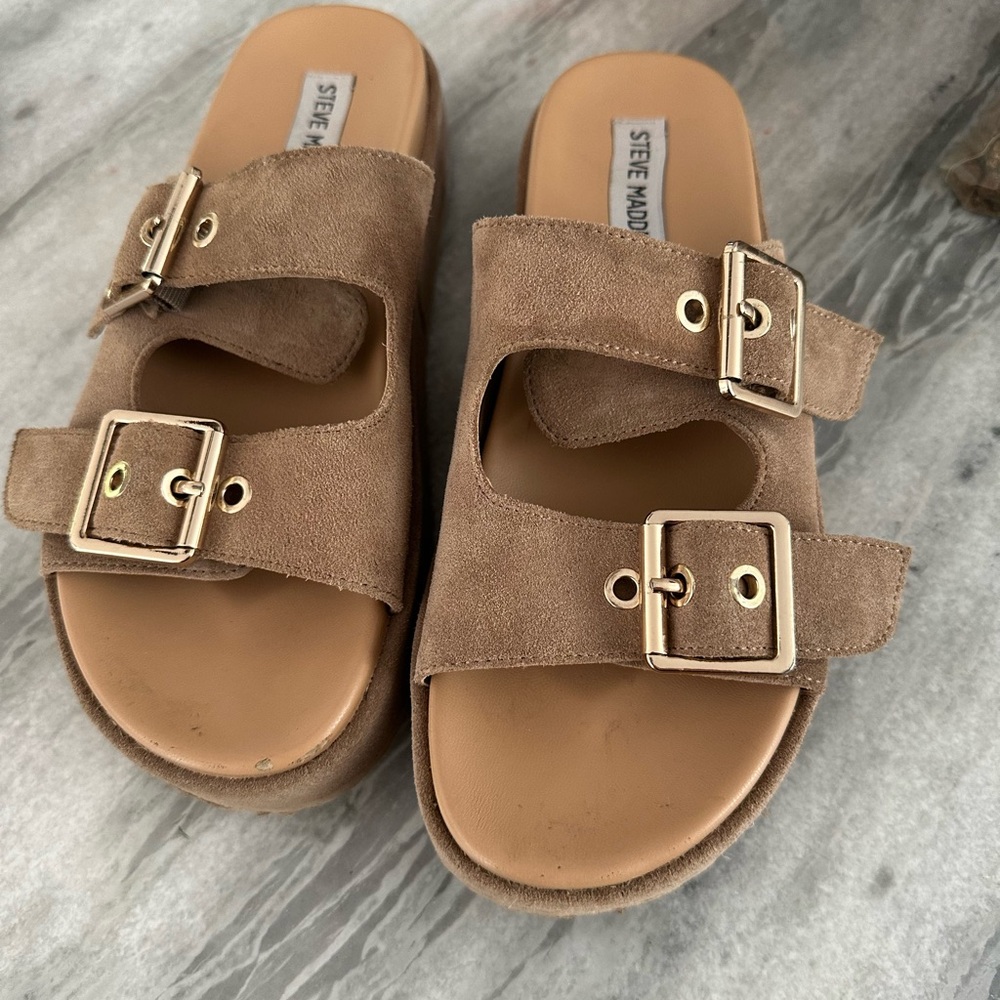 Steve Madden Katie Platform Suede Sandals - Size 7.5
